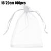 100pcs/lot Organza Gift Bag For Jewelry White Drawstring Pouches For Wedding Christmas Candy Gift Bags Jewelry Packing