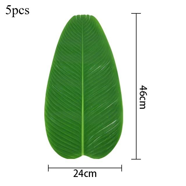 Artificial Banana Leaves Table Decoration Waterproof Palm Tree Leaves Faux Lotus Leaf Hawaiian Party Home Table Runner Place Mat