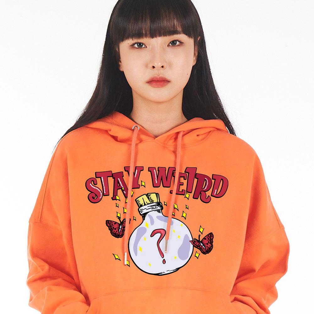 Astral Projection Oversized Drop Shoulder Stay Weird Hoodie_Coral Large