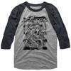 Poison Skull Snake Lightning Heather Adult Raglan Basesball T-Shirt