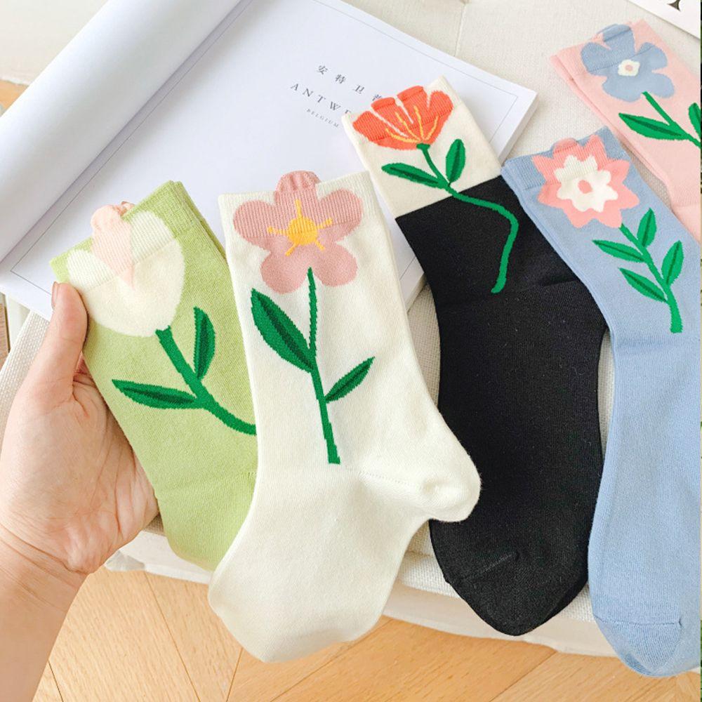 

Тюльпан Весна Трехмерный Цветок Женские Носки Носки Корейский Стиль Носки Средней Длины Хлопковые Чулочно-Носочные Изделия чёрный