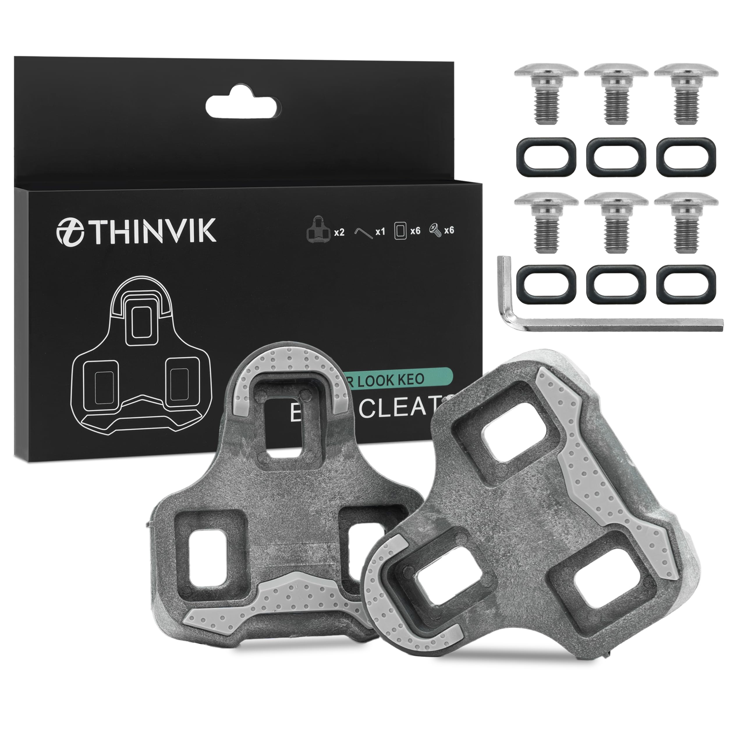 

Thinvik Шоссейный велосипед Look Keo Удобный и с резиновым набором шипов Шипы, Совместимые, Долговечные, Нескользящие (Базовый 0° Поплавок)