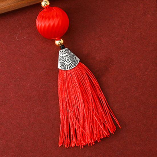 Décoration du Nouvel An Chinois Ornement Suspendu Rouge Traditionnel Pendentif Fu Porte-Bonheur avec Gland pour Fête du Printemps Maison Bureau Voiture Décoration d'Arbre