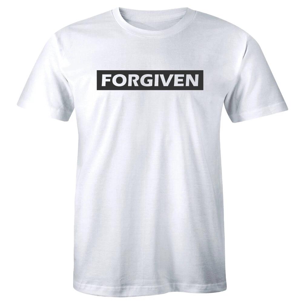 Forgiven Printed Crew Neck White T-Shirt for Men Christian Shirt S
