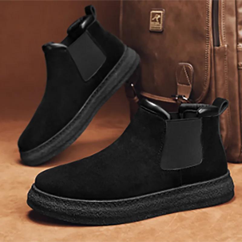 

Модные мужские кожаные туфли с круглым носком и нескользящей подошвой Новинка Удобные Классические Оригинальные Роскошные Распродажа Бесплатная доставка Мужские Повседневные Ботинки Челси 44