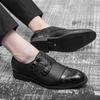 Fashion Mens Dress Shoes PU Leather Double Buckle Monk Strap Men Shoes Snake Print Cap Toe Classic Italian Shoes Zapatos Hombre Size 48