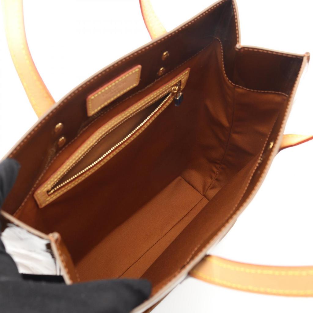Used LOUIS VUITTON Reed MM Tote Bag M91143 Vernis Leather Brown Bronze Used Women