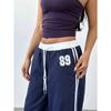 VEZFAA Damenmode Lässige Hosen mit Streifenmuster und hoher Taille