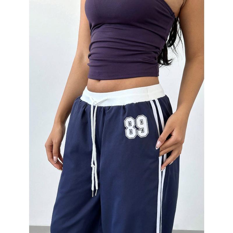 VEZFAA Damenmode Lässige Hosen mit Streifenmuster und hoher Taille