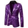 Charm Men's Casual One Button  Fit Suit  Coat Jacket Sequin Party Top