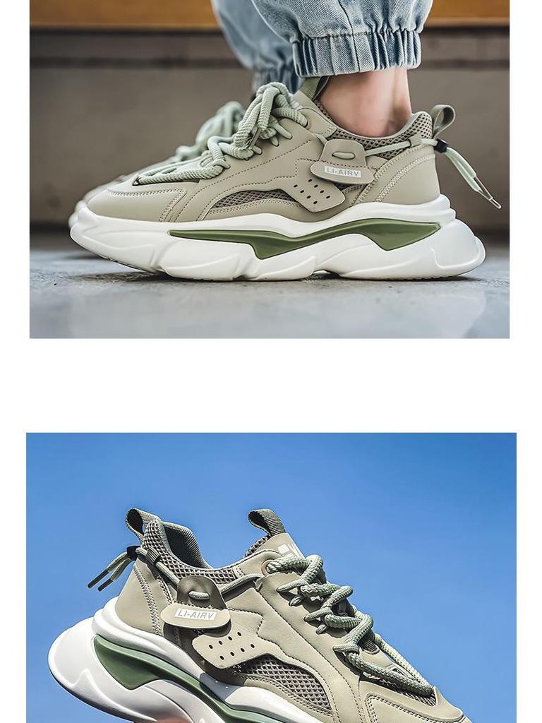 Dad's Spring 2025 Men's Breathable Trendy Thick-Soled Running Sneakers Casual Shoes