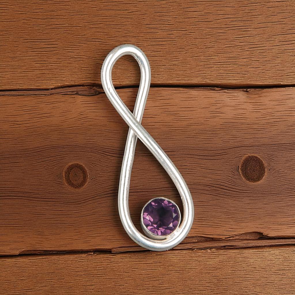 Amethyst Gemstone 925 Sterling Silver Jewelry Handmade Pendant 1.66" For Women PP-20-6