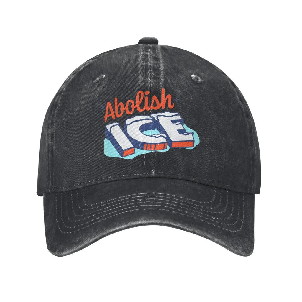 Abolish ICE Unisex Baseball Caps  Distressed Denim Washed Hats Cap Vintage Outdoor Activities Adjustable Sun Cap