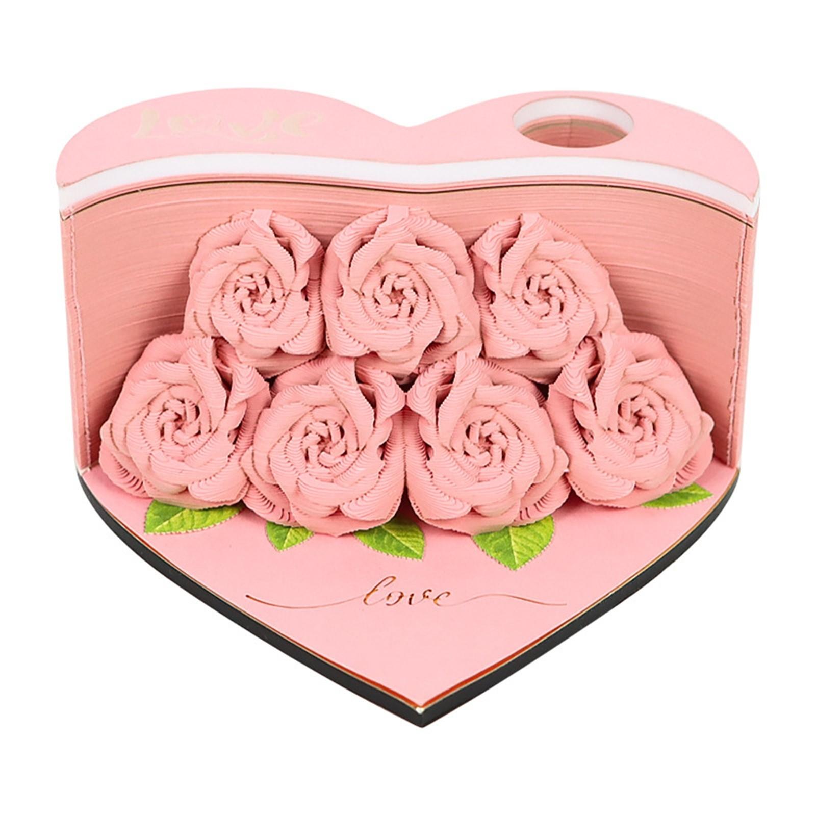 Rose 3D  Notebook Paper Carving Desktop Decoration Valentine s Day Creative Gift Birthday Gift One Size розовый
