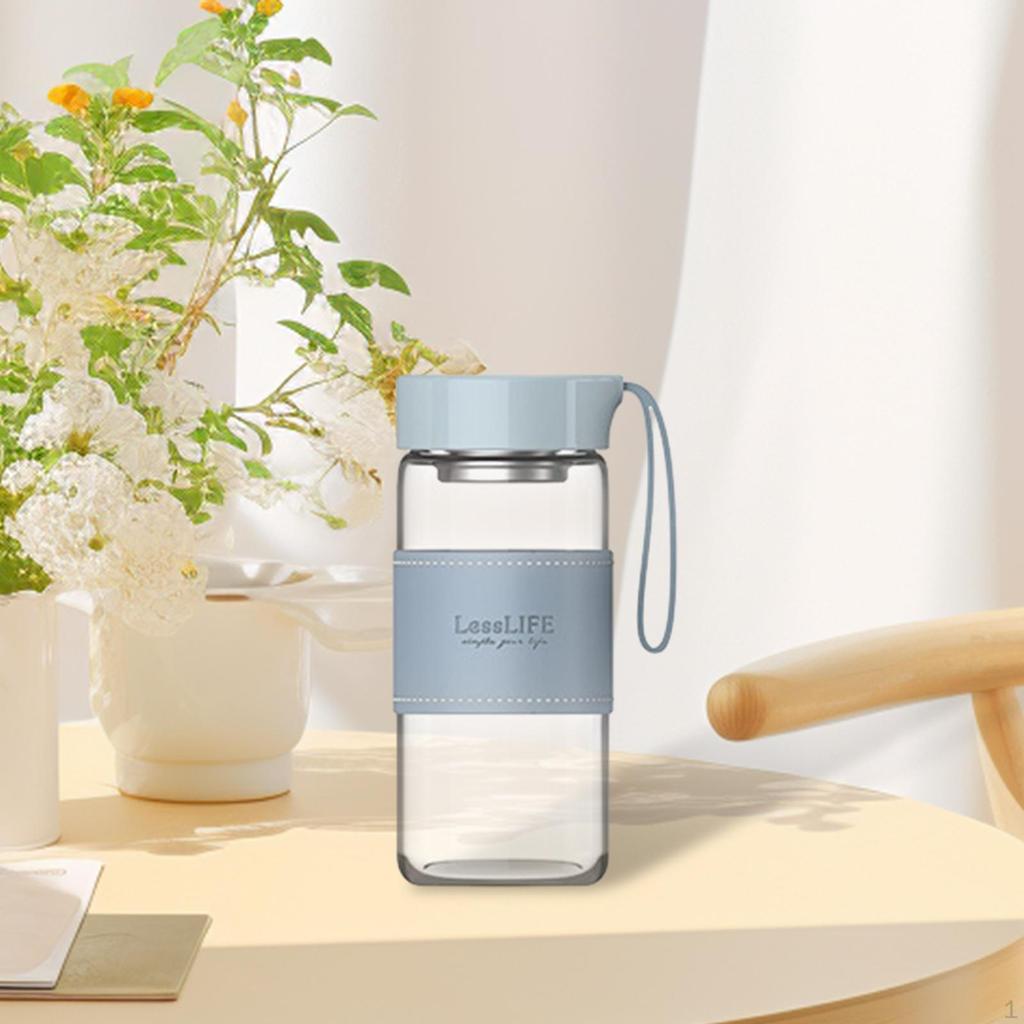 Tragbare Teeflasche Wasserflaschen 480ml Auslaufsicherer Becher Rutschfeste Hülle für Camping Wandern