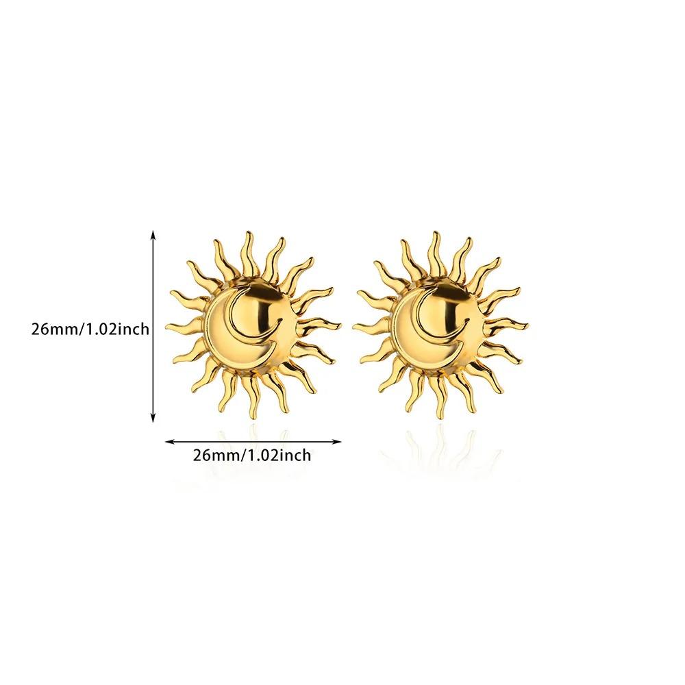 Vintage Stainless Steel Sun Earrings For Women Bohemian Sun Shine Earrings Irregular Fan Shaped Earrings Jewelry Party Gifts
