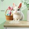 2D Flat Acrylic Cute Rabbit Holding Flower Basket Decoration, Indoor and Outdoor Decoration - No Battery/electricity Required, Free Day Decoration, S