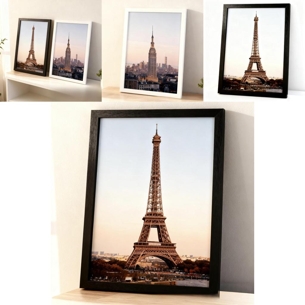 Moderner minimalistischer Fotorahmen mit handgefertigter Holzoberfläche für Wohnzimmerwanddeko