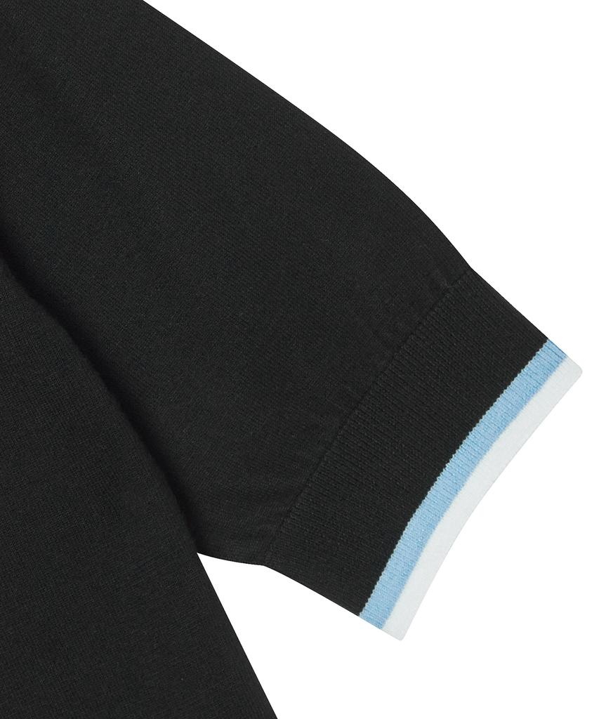 Antomas Circle Spaceship Logo Knit Polo Women - Black