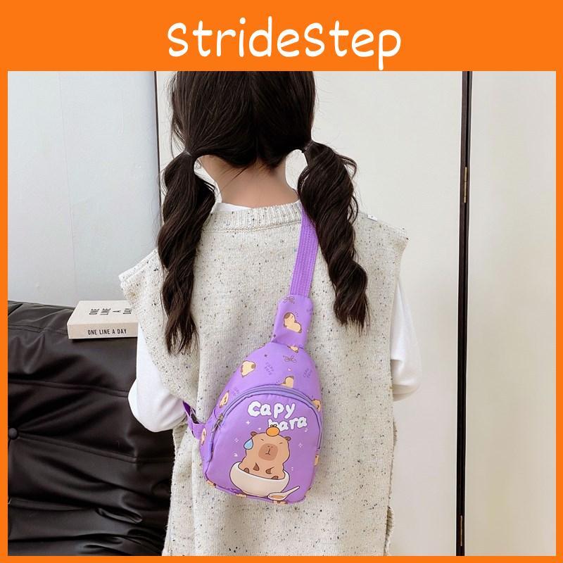 Cartoon Capybara Food Printed Kids Crossbody Bag With Nylon Material For Daily Use And Lightweight Comfort