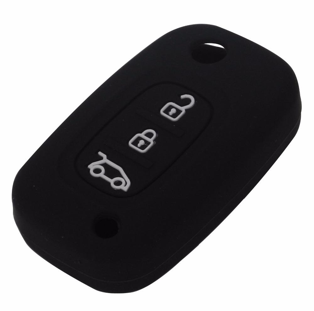 Jingyuqin 3 Buttons Silicone Car Key Case Cover For LADA Priora Sedan Sport Kalina Granta Vesta X-Ray XRay For Renault