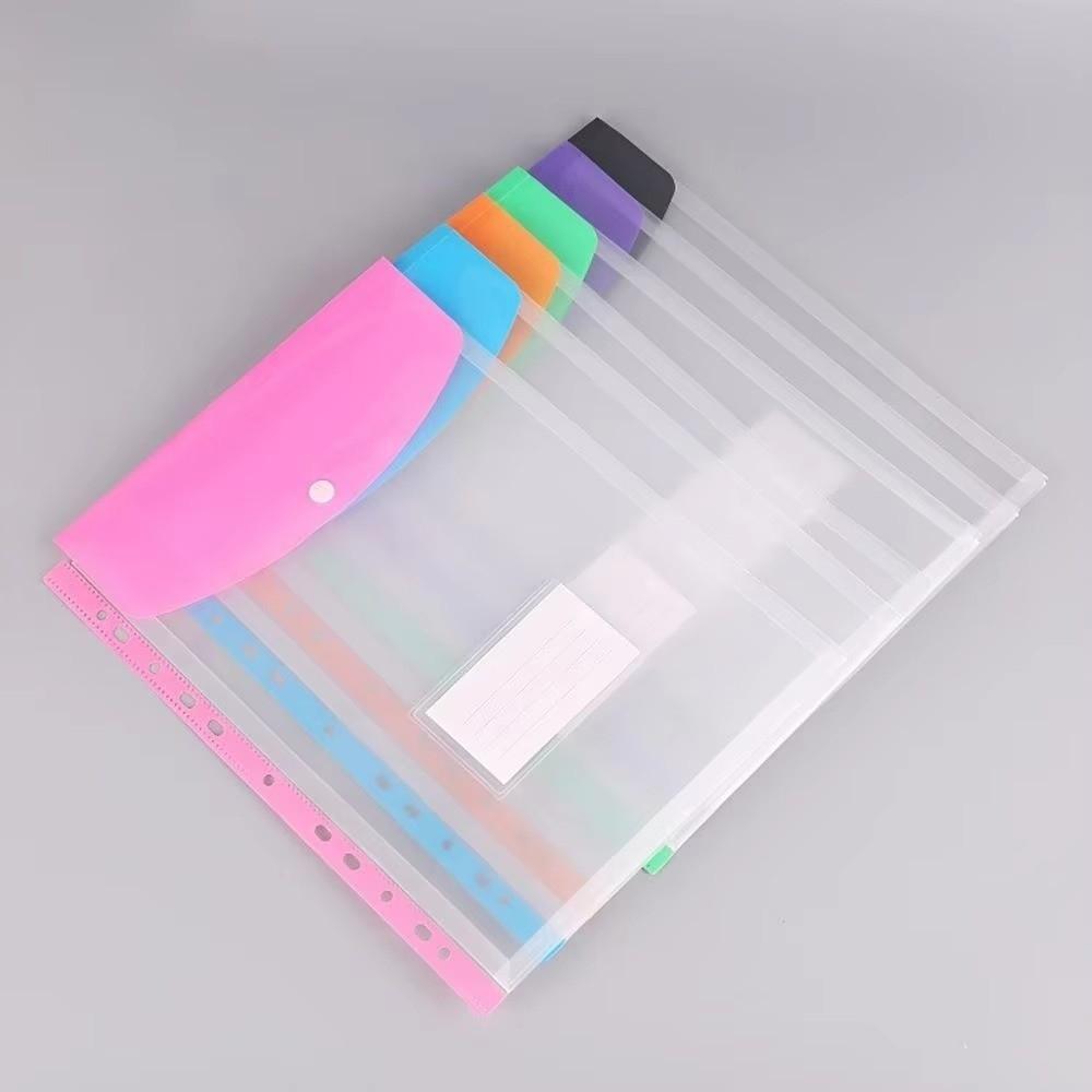 12Pcs Transparent Loose-Leaf File Bags Large-Capacity Binder Cash Envelopes  School Office Home