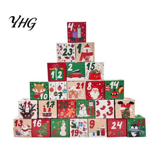Winter Atmosphere Party Supplies 24 Pcs DIY Christmas Advent Calendar Boxes, Days Countdown Gift Box, Decorative Boxes for Treats Empty Cardboard