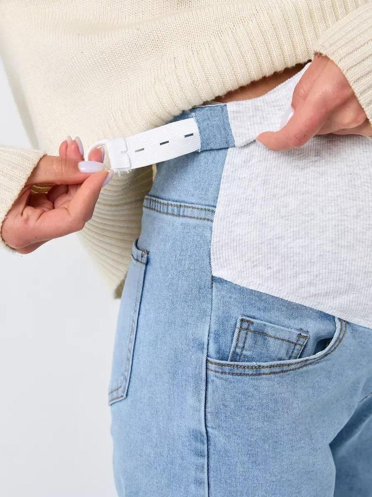 Maternity High-Waisted Slimming Straight Leg Jeans - Versatile European American Fashion.
