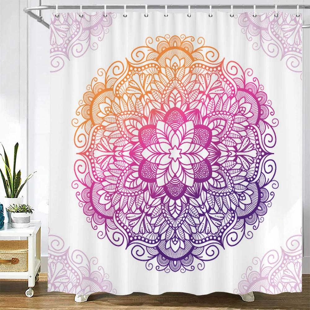 Indian Bohemian 3d Shower Curtains Waterproof Fabric Print Boho Mandala Bathroom Curtain With Hooks Decor 180*200 Bathtub Screen