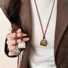 Tiger-eye Stone Handbag Necklace for Women, Small-scale Design with High-end Feel, Long Sweater Chain, Fall-winter Long Pendant