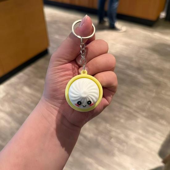 Keychain Steamed Bun Pendant Stress Relief Toy Portable Key Chain with Crisp Clicks