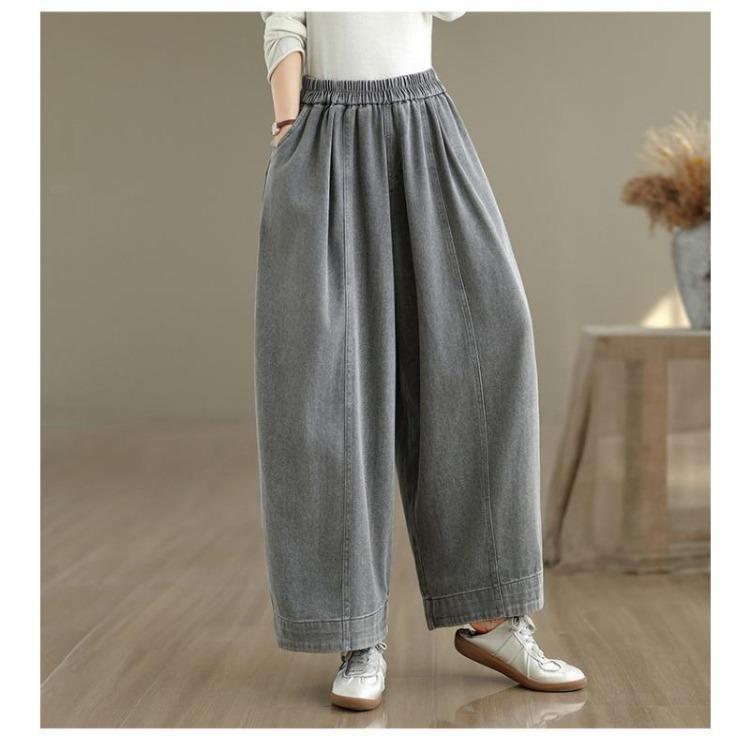 New Women Autumn Denim Jeans Big Size Casual Loose Trousers Long Pants Plus Size