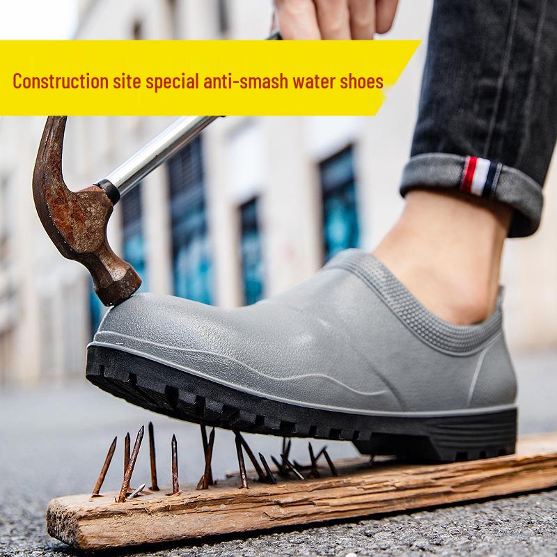 Men's Steel Toe Waterproof Construction Boots - Anti-Smash, Anti-Nail, Non-Slip, Wear-Resistant.