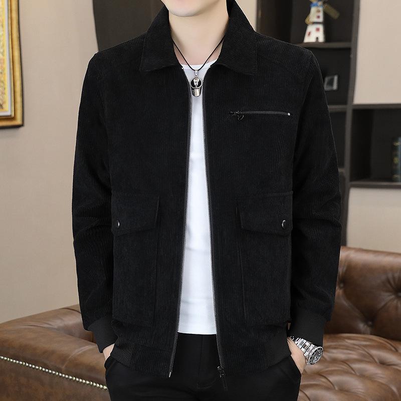 

Весенняя куртка мужская вельветовая повседневная флисовая мужская верхняя одежда с лацканами для мужчин среднего возраста Мужская куртка Мужская одежда M