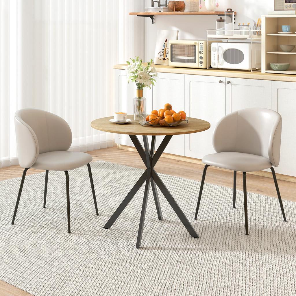 Tavolo da pranzo rotondo industriale da 80 cm - Quercia Bianca