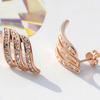 Feather Shape Angel Wing Stud Ear Post Stud Earrings Clear Cubic Stud Earrings
