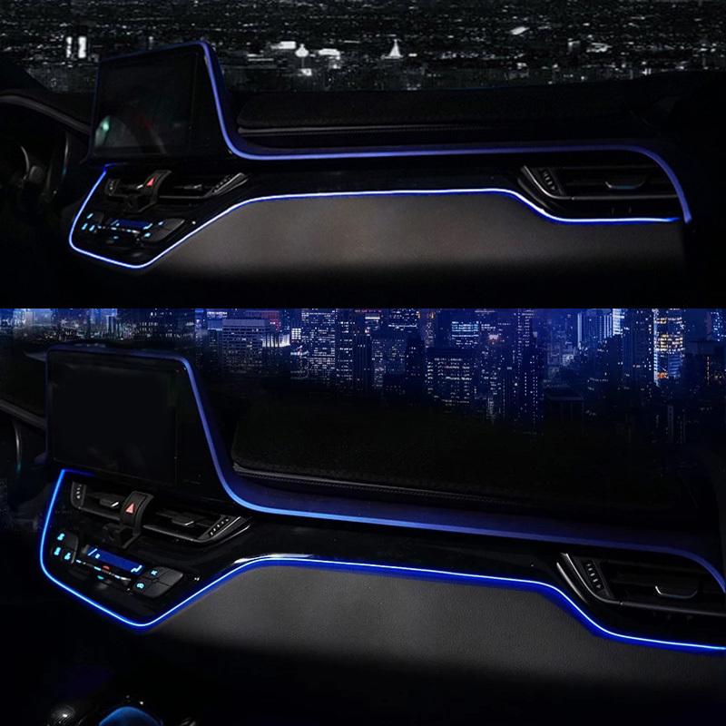 Car Interior LED Dashboard Frame Light trument Panel Trim Atmosphere Light For Toyota C-HR 2017 2018