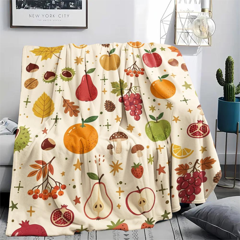 1Pc Cute Season Print Flannel Blanket, High quality Comfortable for All Seasons, Home Decor, Warmth and Comfort, Perfect for Christmas Gifts W50