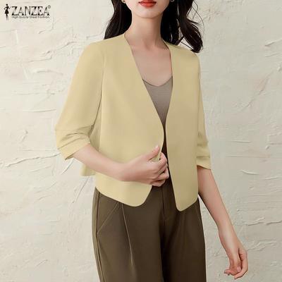 Women Casual V-Neck 3/4 Sleeve Loose Cardigan Tops