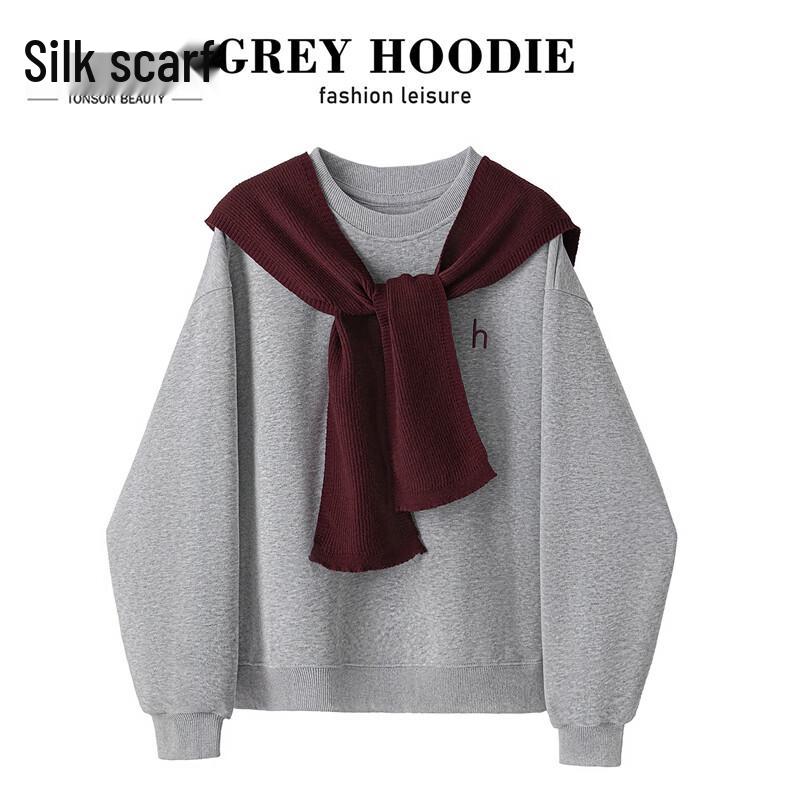 

Women s Letter Embroidered Crew Neck Sweatshirt One Size