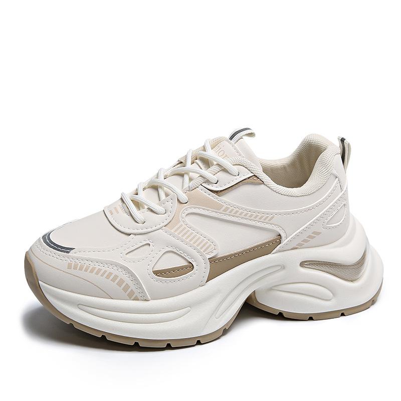 Customized platform sports shoes women's 2025 new spring Korean version dad shoes casual versatile breathable running white shoes