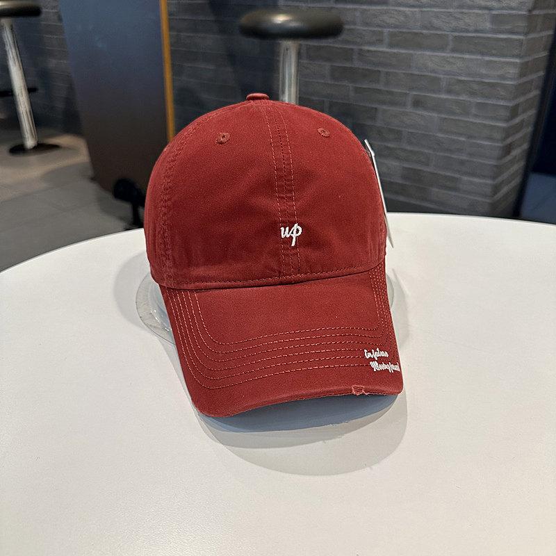 UP letter embroidered baseball cap for women, small face, deep top, wide bay eaves, sun protection, sunshade, soft top cap for men, American style