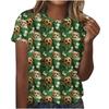 Cuello Redondo de Verano 3D St. Camisetas de Manga Corta Casuales de Moda para Mujer con Estampado Temático Verde del Día de San Patricio