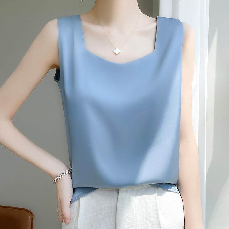 Acetate Satin U-neck Suspender for Women's In Hot Season New Fashion Traceless Versatile Sleeveless Vest Comfortable Top for Women