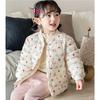 winter baby girl thicken short cotton-padded V-neck jacket Girls' warm cotton-padded clothes foreign style children's autumn cute cartoon print coats