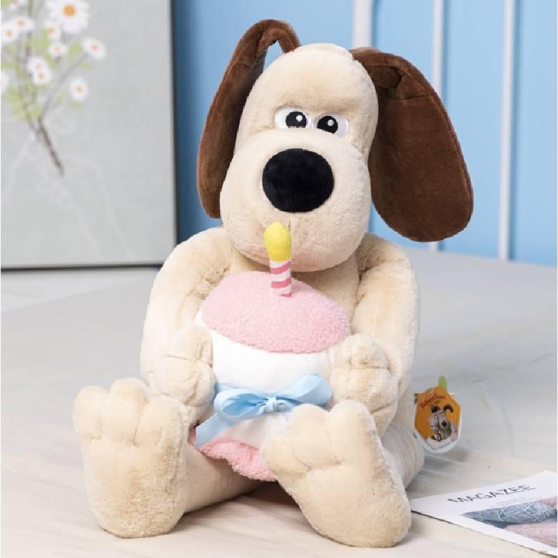 Adorable Standing Dog Plush Toy With Bow Tie And Rope Soft Pp Cotton Stuffed Animal
