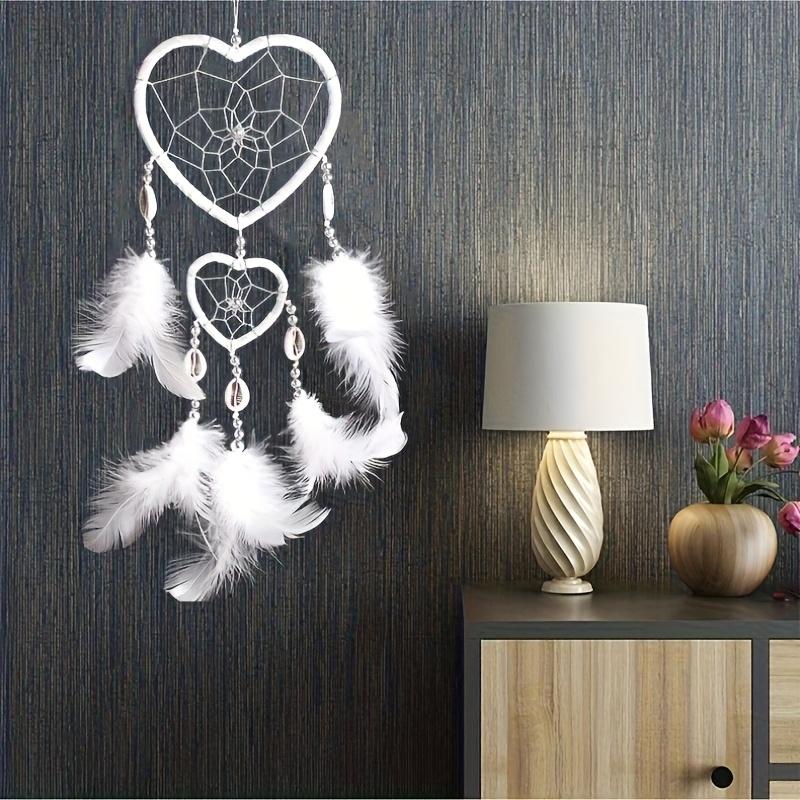 

Bohemian handmade heart-shaped dream catcher wall hanging - exquisite home decoration for bedrooms and living rooms, perfect for weddings 1pc белый