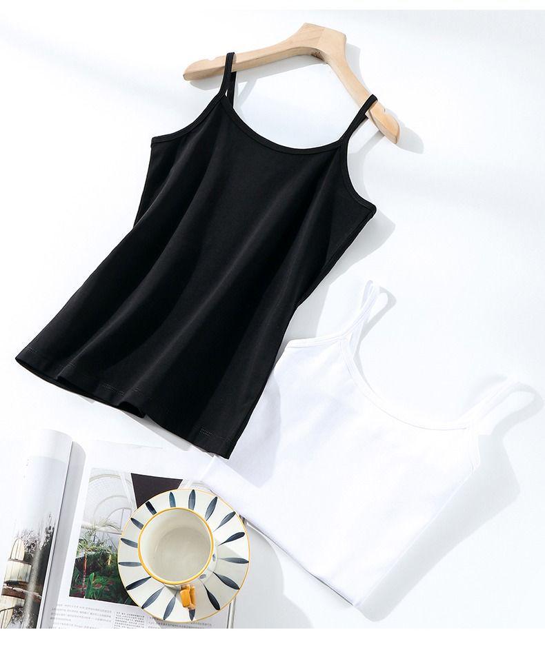 Women's Pure Cotton Black Camisole Vest – Small, Tight-Fitting, Sexy, Plus Size, Short Top for Summer/Spring.