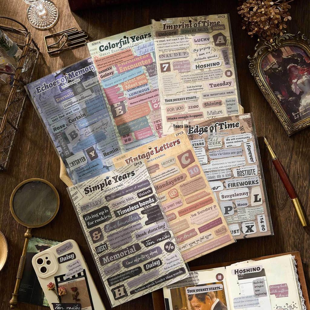 Zaomo Retro English Shadow Text Stickers - DIY Decorative Journal Series