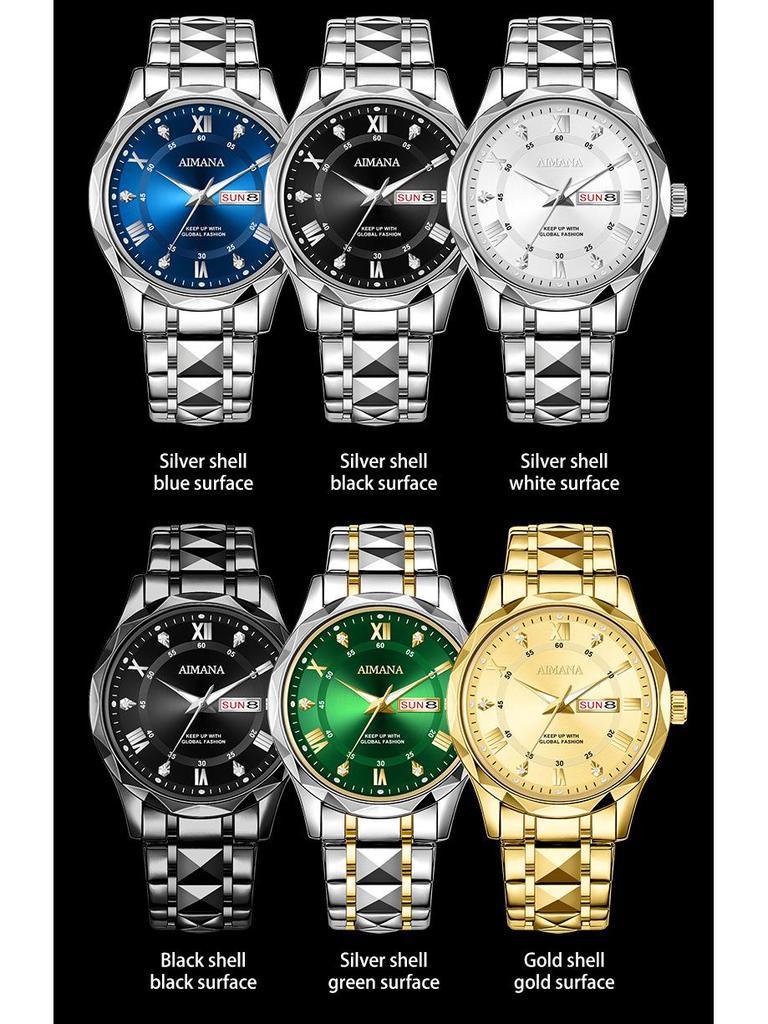 Men's Luminous Calendar Quartz Watch: Waterproof Steel Band Fashion Timepiece